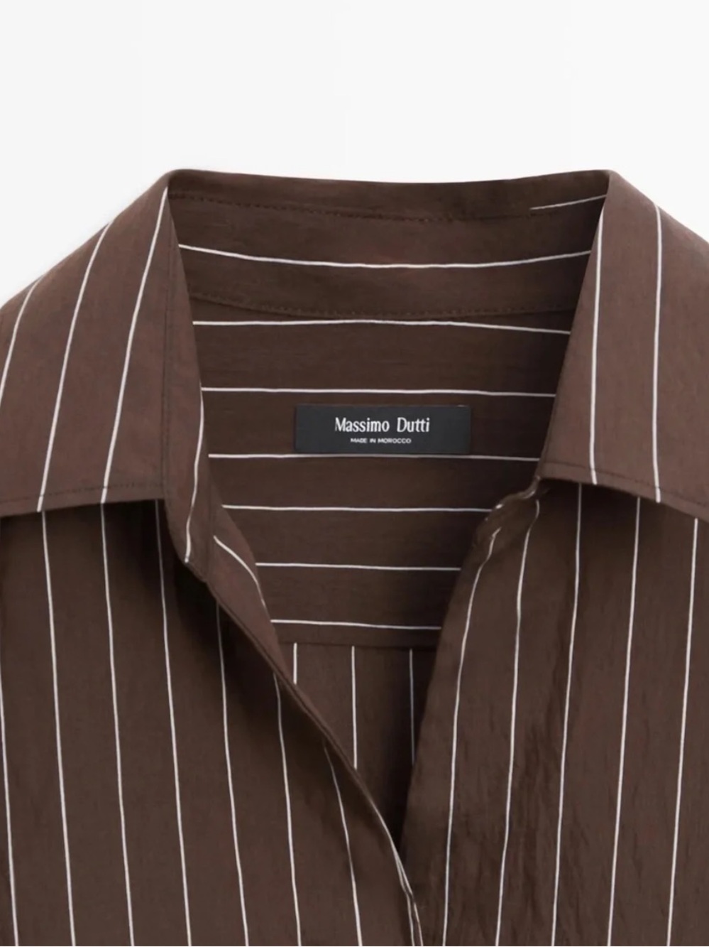 Massimo Dutti NWT Brown Pinstripe Wrap-Accent Shirt Blouse Small 5131/531 - Picture 5 of 10